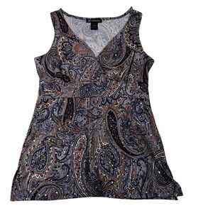 INC International Concepts Top Women's‎ Medium Babydoll Y2K Paisley Sequin